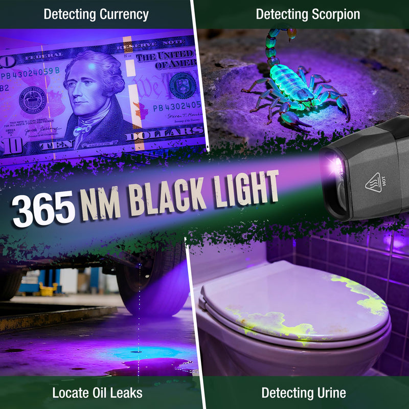 [Australia - AusPower] - Mossy Oak Rechargeable EDC Flat Flashlight 1200 Lumens, Pocket Work Light with Magnetic Base, UV & White Light Combo, Waterproof LED Inspection Light for Work, Outdoor Use and Emergencies - Gray 