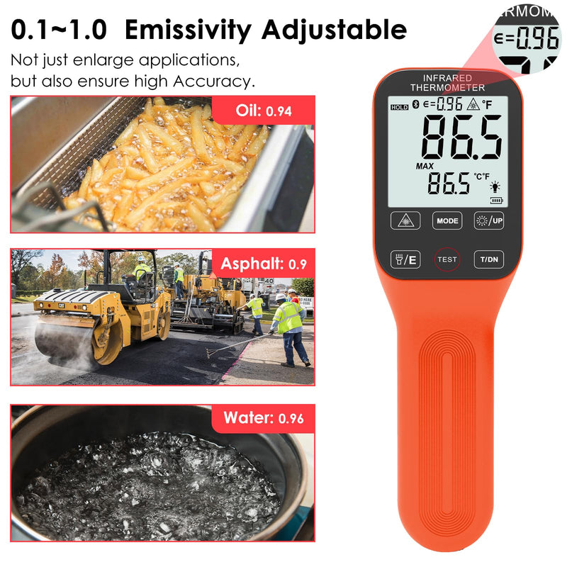 [Australia - AusPower] - Digital Infrared Thermometer Gun 30:1, BTMETER Dual Laser IR Temperature Gauge BT-1600APP Measure High Temp -58℉ to 2912℉ with Data Logging for HVAC Kiln Forge Oven Pizza Cooking(Not for Human) 