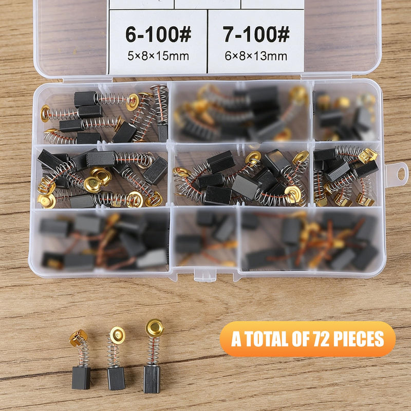 72 Carbon Brushes Motor Carbon Brushes Power Tool Carbon Brushes Replacement 7 Sizes | UYUYong Motor Carbon Brushes Carbon Brushes with Spring for Electric Motor, Hammer Drill Angle Grinder Many Power Tools