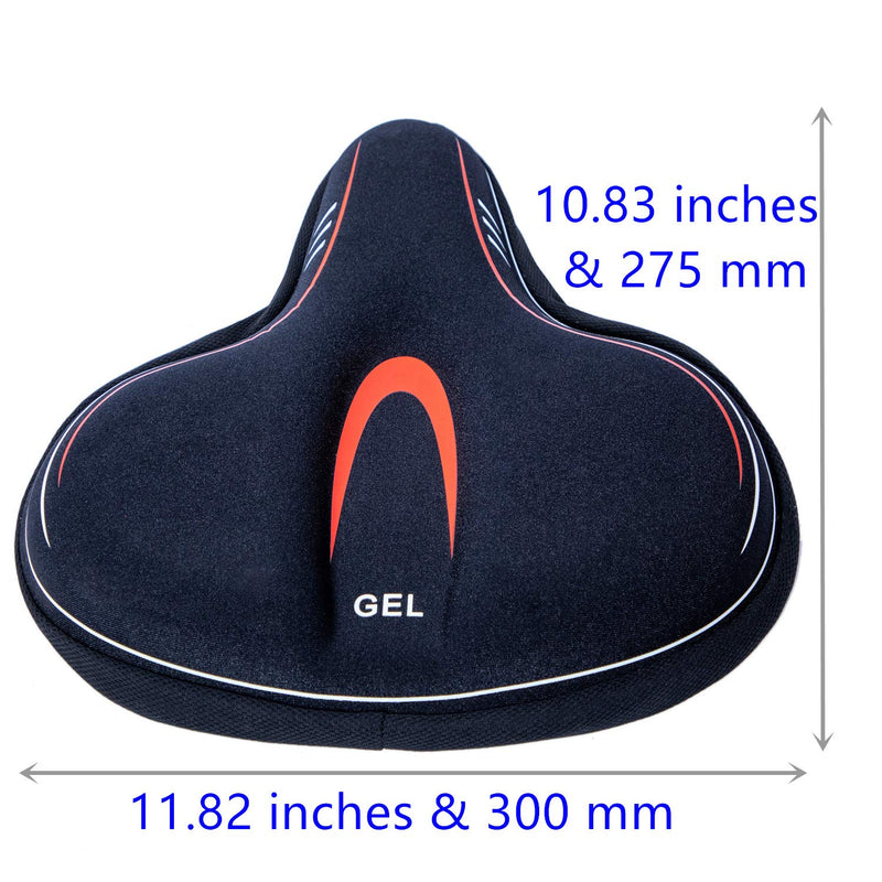 YBEKI Wide Gel Bike Seat Cover for Peloton/Spin Bikes - 2cm Cooling Gel & Memory Foam Cushion | Non-Slip Base & Airflow Vents | Fits 8.5-10" Wide Saddles (YOSUDA/Echelon/Schwinn Compatible) red