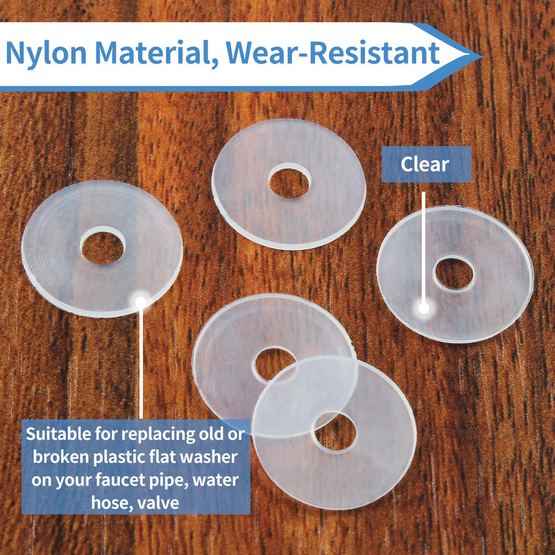 [Australia - AusPower] - 50 Pack M4 Nylon Washers Clear Flat Washer, 4mm ID 17mm OD 1mm Thickness Faucet Plastic Gasket, Metric Transparent Gasket Sealing Washer Spacer Flat Hose Washer for Water Pipe Water Hose M4x17mmx1mm 50 