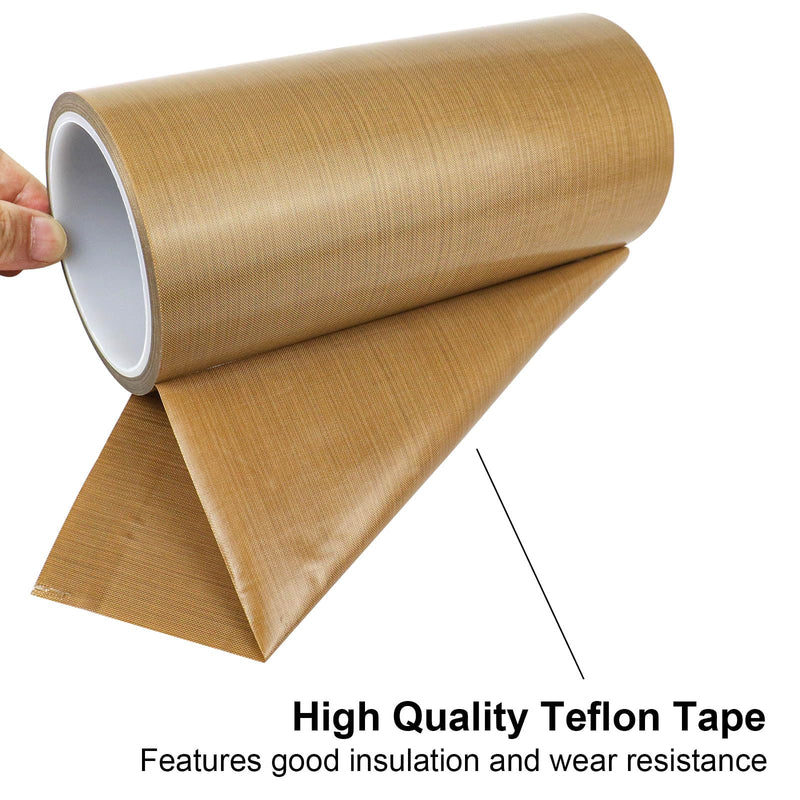BOMEI PACK PTFE Glass Cloth Tape, 1 Pack 7 "x 33 ft High Temperature PTFE Tape Abrasion Resistant Surface Protection for Vacuum Sealer Machine, Hand Impulse Sealers Insulation Coated 1R Teflon 7inch33ft