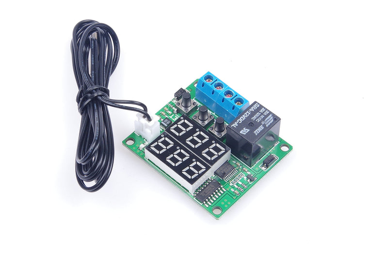 [Australia - AusPower] - DC 12V Digital Thermostat Module -58℉ to 257℉ Fahrenheit Temp Display Temperature Controller Board with 20A Relay Waterproof Sensor Probe Dual LED Display Red Red 