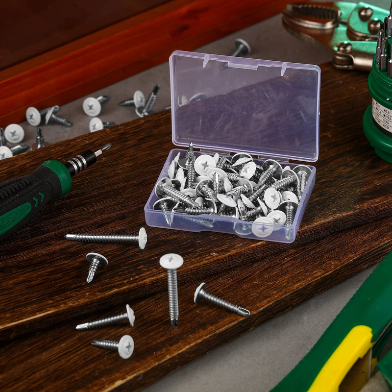 [Australia - AusPower] - Peryiter White Screws Self Tapping Screws for Metal White Thread Truss Head Screws 8 Fast Self Drilling Screw Sheet Metal Screws for Wire Lath to Metal Studs, Wood Work Screw, 4 Sizes (160 Pcs) 160 