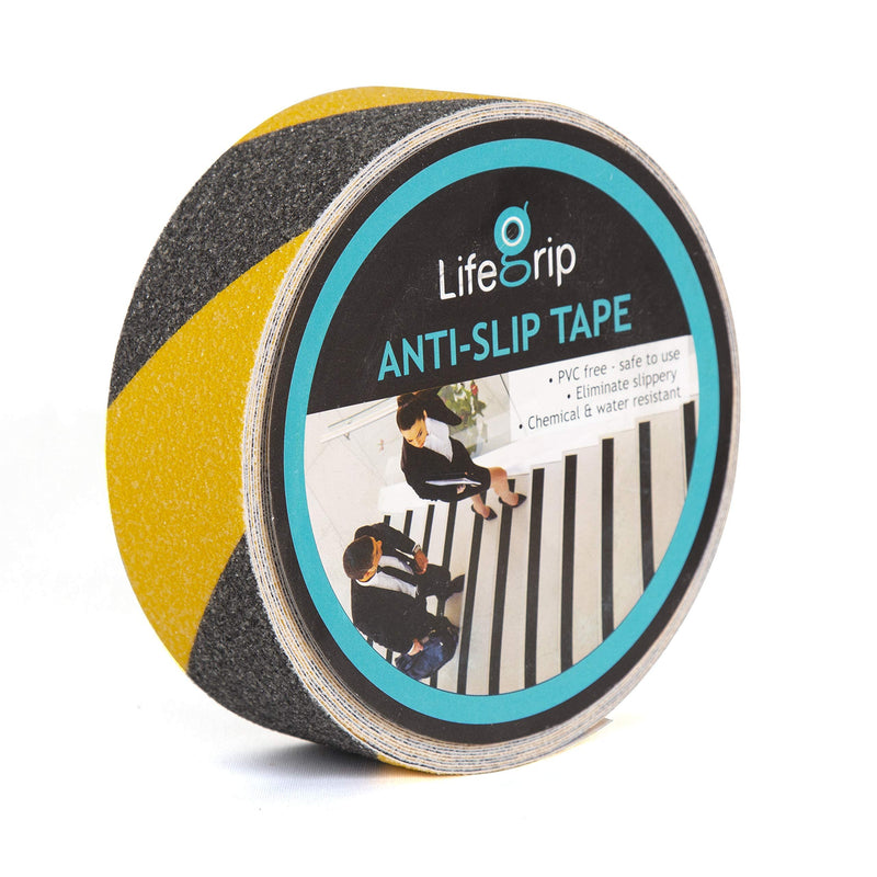 LifeGrip Anti Slip Traction Tape, 2 Inch x 60 Foot, Best Grip, Friction, Abrasive Adhesive for Stairs, Tread Step, Indoor, Outdoor, Caution Yellow/Black 2" X 60' Black/Yellow