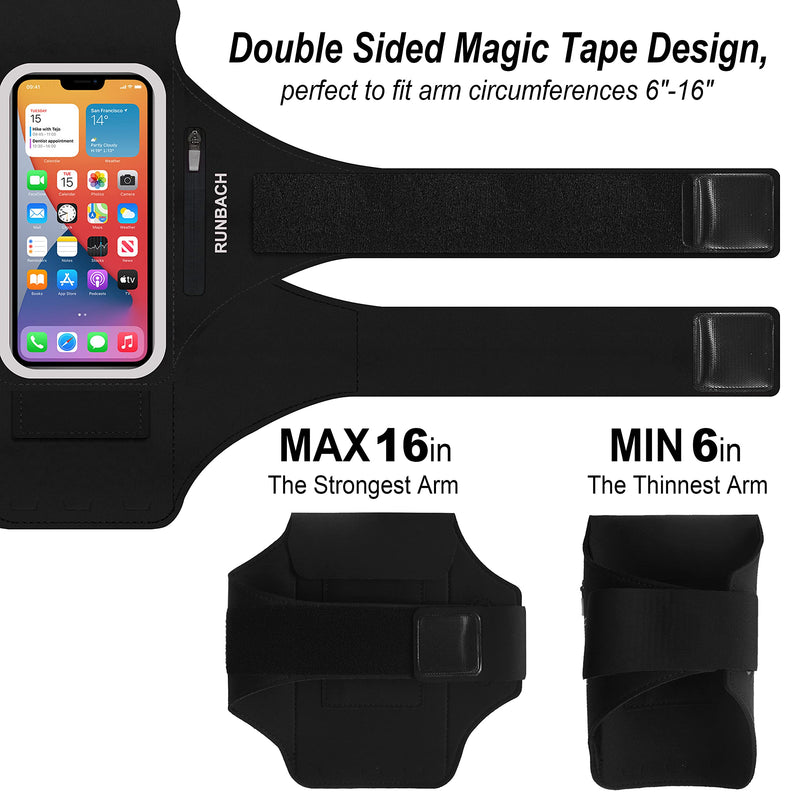 [Australia - AusPower] - Armband for iPhone 15 Pro Max/15 Plus/iPhone 14 Pro Max/14 Plus/13,12,11 Pro Max/XS Max/iPhone 8/7 /6 Plus,Water Resistant Sport Armband with Zipper Slot for Airpods and Keys (Black) Black 