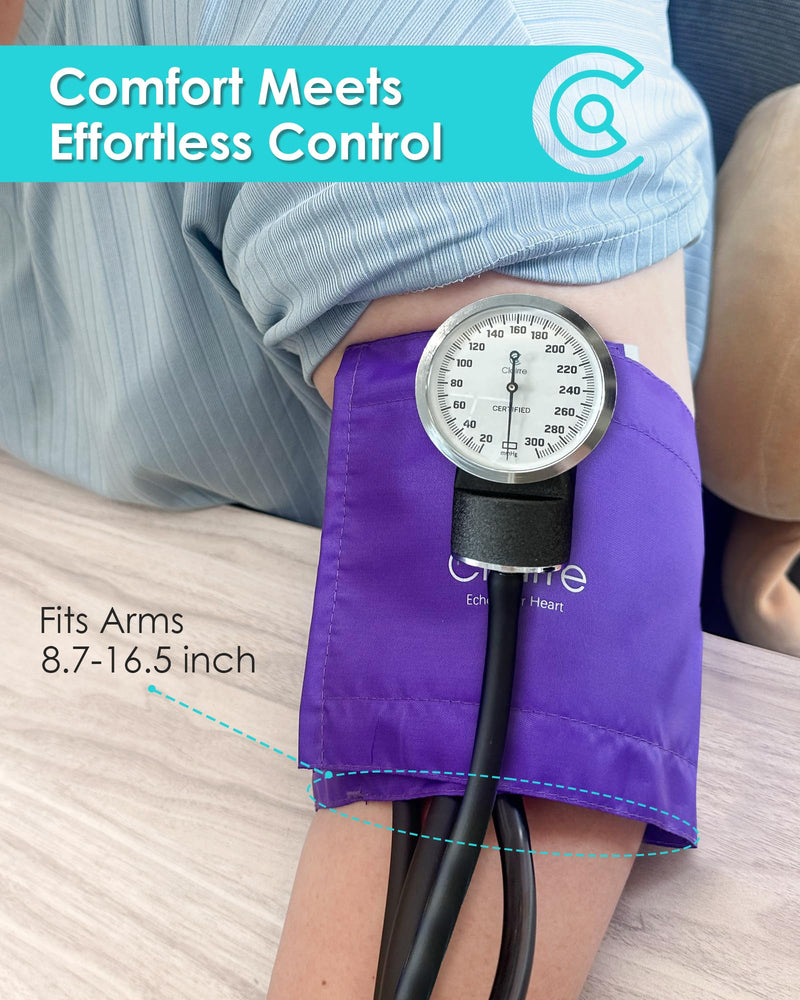 [Australia - AusPower] - Manual Blood Pressure Cuff with Carrying Bag, Aneroid Sphygmomanometer for Home Use & Medical BP Monitoring, Universial Adult Size, Small Screwdriver Includes, Purple Without Stethoscope 