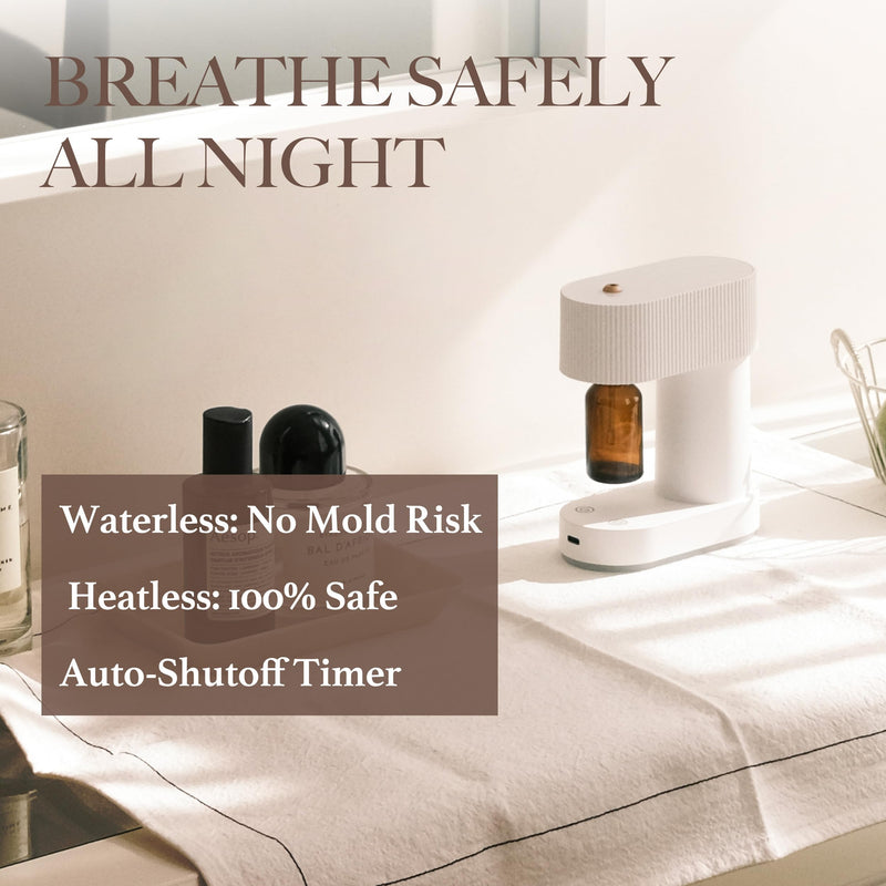Waterless Diffuser, Compact Quіet Under 38 dB Aromatherapy Essential Oil Diffuser, Battery Operated Portable Scent Nebulizer for Home, Bedroom, Spa, Hotel, Offіce White