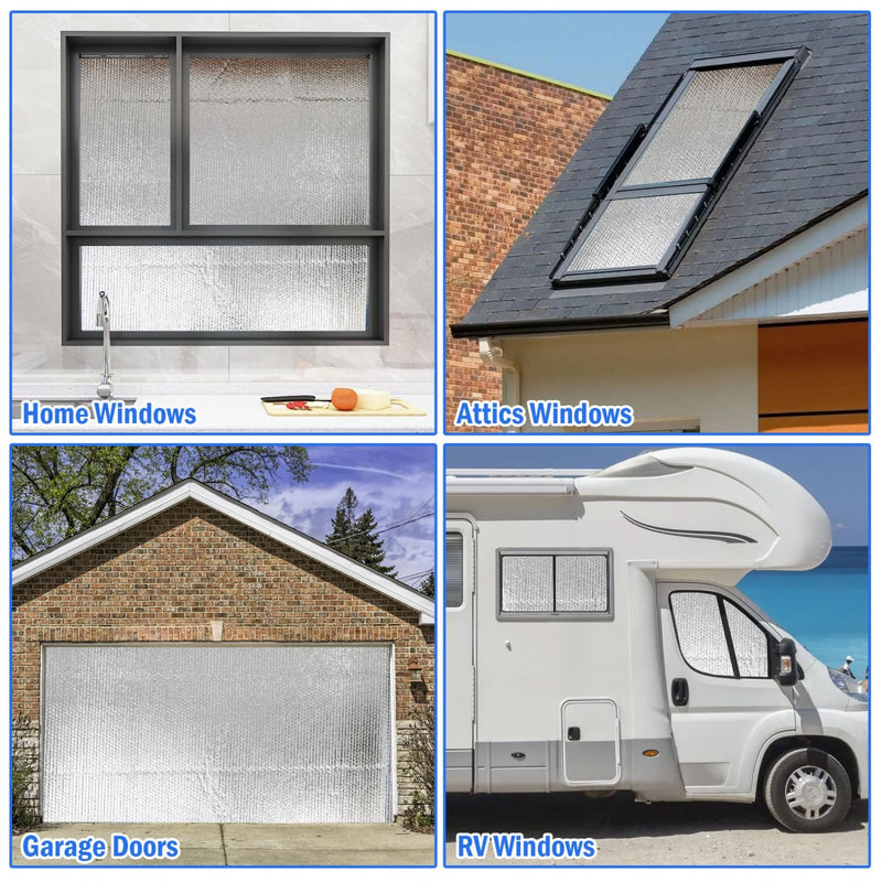 YoleShy Double Reflective Insulation 48 in X 10 FT RV Window Insulation for Summer Heat Reflective Window Film for Roof, Car, Garage Doors 48in x 10ft