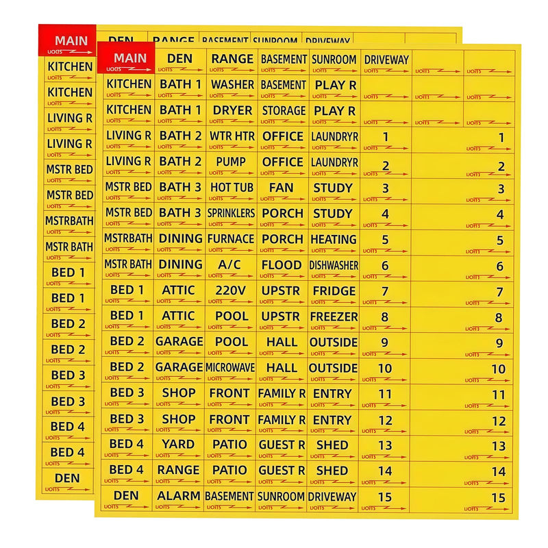 258PCS Circuit Breaker Labels Fuse Box Stickers Electrical Panel Labels for Breaker Box Organization (Yellow)
