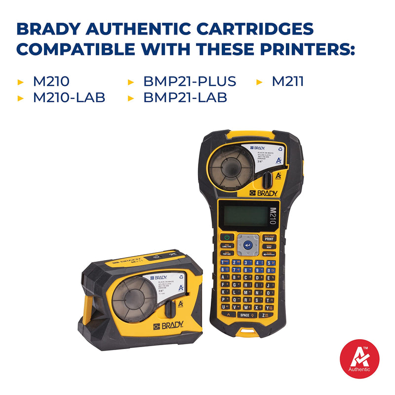 [Australia - AusPower] - Brady Authentic (M21-750-581-WT) Repositionable Vinyl Labels for Equipment, Facility ID, Floor Marking, Lab, Lean/5S, Pipe/Valve, Black on White-Designed for M210, M210-LAB, M211 Printers, 0.75"Wx21'L .75" Vinyl Label 