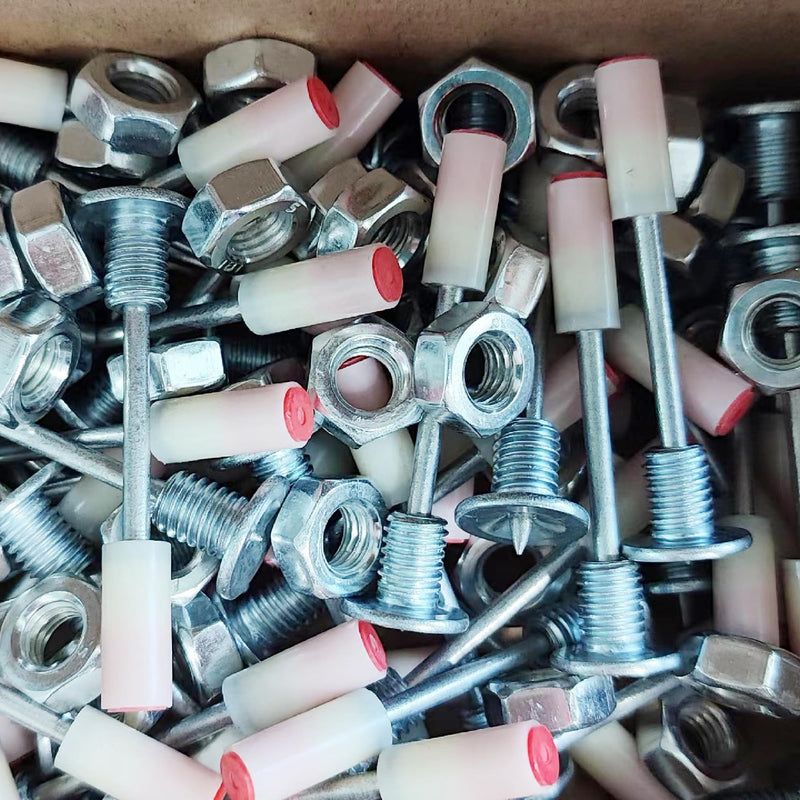 [Australia - AusPower] - 50pcs Manual Round Nails with M8 Screw Nut for Concrete Nailler,7.3mm Dia.42mm Long Multi-Purpose Steel Nail Wall Fastening Tool Kits Accessories(42mm-with M8 Screw Nut) 42mm-M8 Screw Nut 