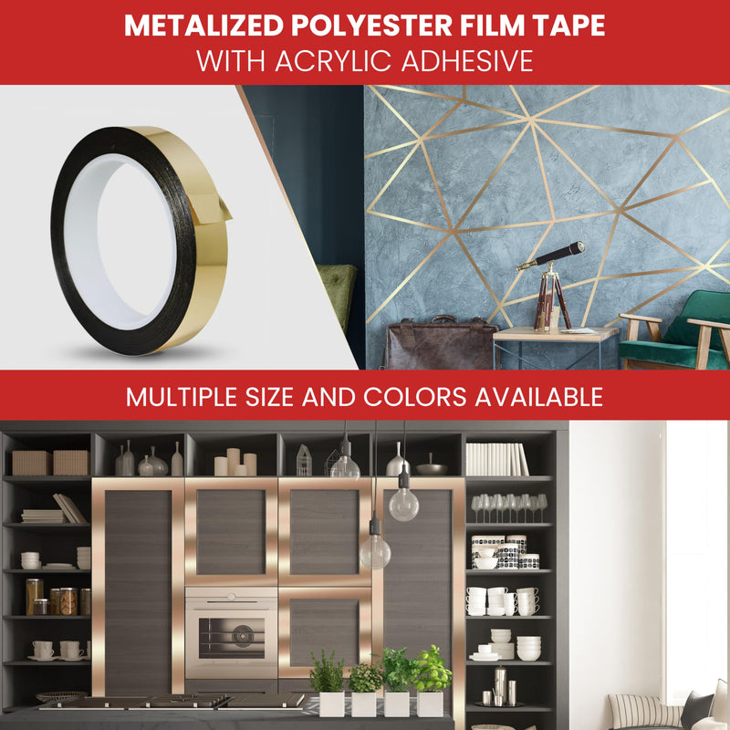GGR Supplies T.R.U. Metalized Polyester Film Tape MMYP-1 – Mirror Finish Mylar for Accent Walls, Decorative Trim, Chrome Pinstripe for Cars, Graphic Arts, Silver, 2 in x 72 Yards 2 in.