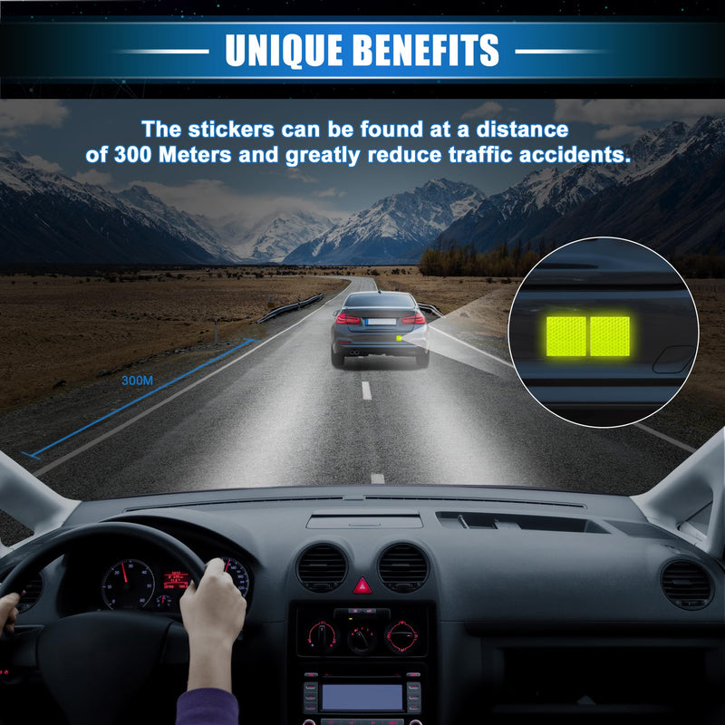20 Pcs Reflective Stickers, 1.97"x1.97" Square Shape Safety Tape Reflector Universal for Cars Trucks Trailers Waterproof PET Fluorescent Yellow Green
