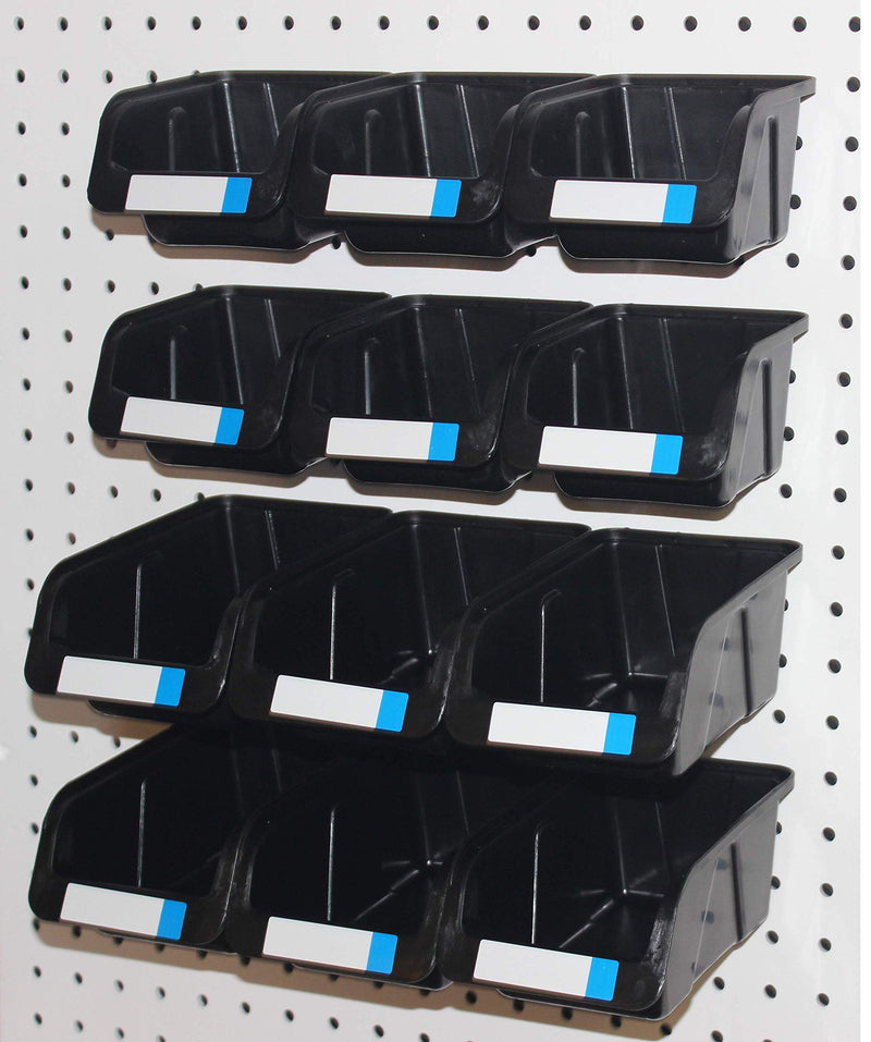 WallPeg MADE in USA Pegboard Bins - Kit PB-6 Hooks to Peg Board Panel Organize Hardware Arrange Accessories Workbench Tool Organizer Garage Stora (6 (7" Bins) & 6 (5" bins)) 6 (7" Bins) & 6 (5" bins)