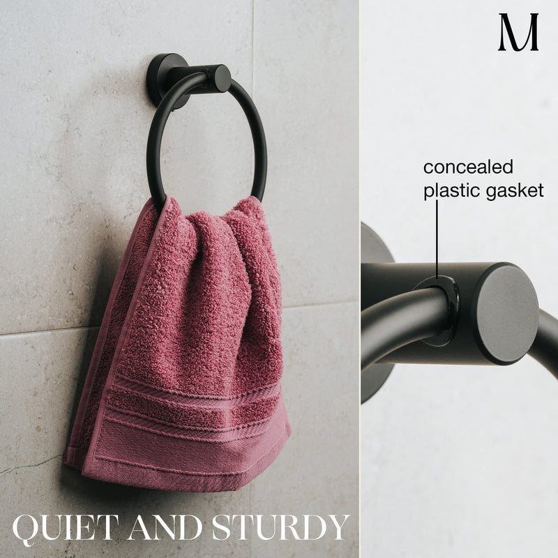 Marmolux Acc 2 PCS Matte Black Bathroom Hardware Set - Hand Towel Holder for Bathroom Wall + Black Toilet Paper Holder Wall Mount | Towel Holder Hanger Rack Stainless Steel Bathroom Set - Towel Rack 2pc Bundle
