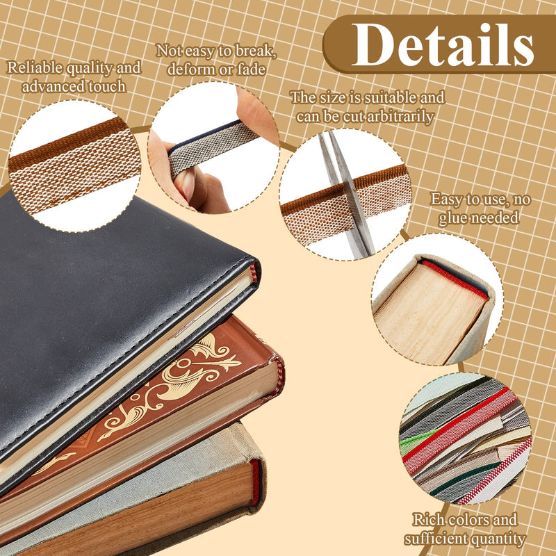 [Australia - AusPower] - 24 Pcs Book Binding Headbands 11.8 Inches Long 0.5 Inch Wide Cotton Book Headband Repair Book Cloth Kit Book Binding Materials for Beginners DIY 24 Colors Cuttable School Bookbinding Supplies 