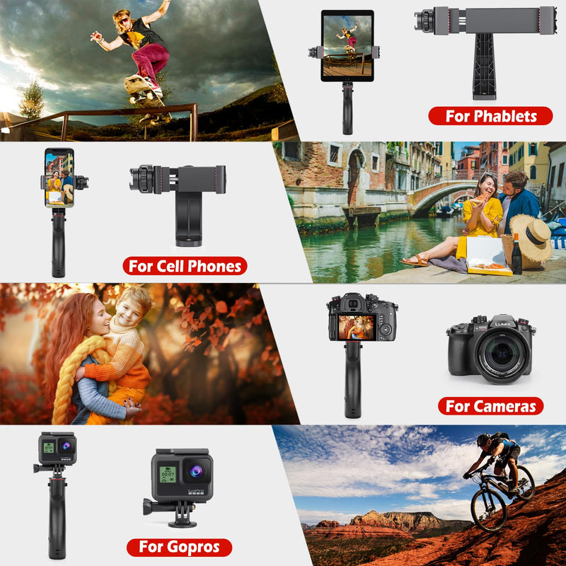 [Australia - AusPower] - Zeadio Smartphone Stabilizer, Vlogging Hand Grip Video Holder Rig Handle Travel Selfie Stick with Clamp Mount for All iPhone and Android Mobile Cell Phone Without Remote Shutter 