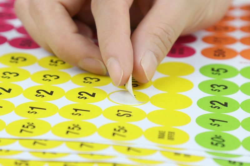 Garage Sale Price Stickers Pack of 4060 3/4" Round Bright Colors Label Stickers (with Price) - NewNest Australia