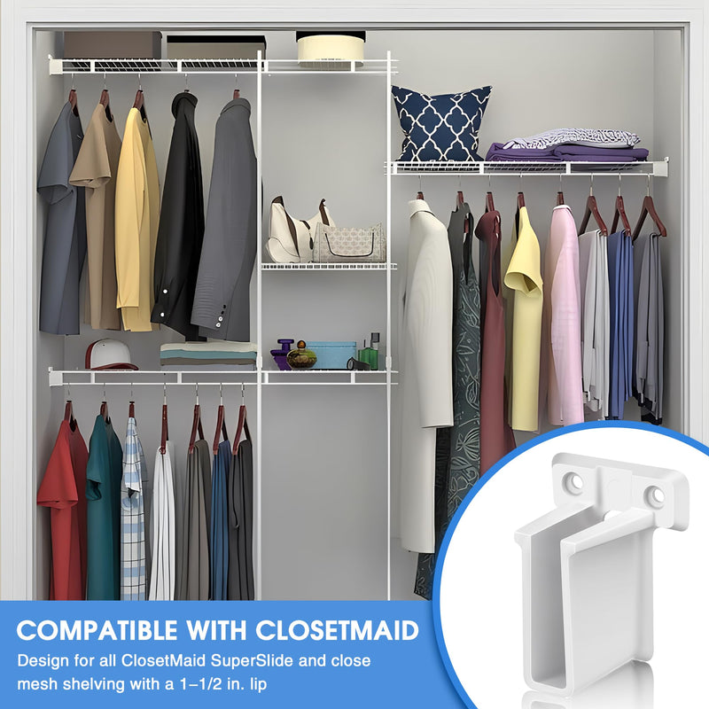 Dreyoo 24 Pack Wire Shelf End Bracket, White Plastic Closet Shelves Brackets, Wall Mount Brackets for Shelves Closet, Screws Included