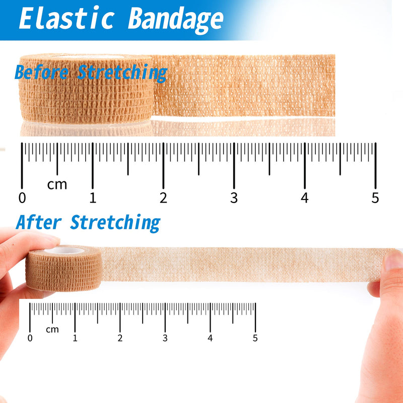 24 Pack Self Adherent Cohesive Wrap Bandages 1 Inches X 5 Yards,First Aid Tape, Elastic Self Adhesive Tape, Athletic, Sports wrap Tape, Bandage Wrap for Sports, Wrist, Skin Colour Athletic Tape 24 Count (Pack of 1)