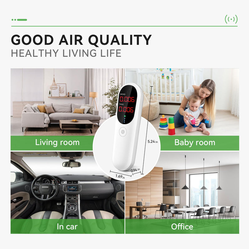 Air Quality Monitor,Indoor Formaldehyde Detector, TVOC Tester for Indoor Air Pollution Detection - Confined Space Test Air Quality for Home,Office and Various Occasion (Black) Black
