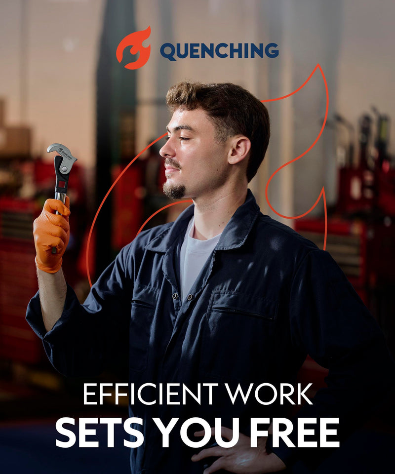 QUENCHING Crowfoot Wrench Set, Self-Adjusting 3-Piece Kit for Automotive Repair, Fits 1/4", 3/8", 1/2" Drives, 5–32mm Range, Spring-Loaded Grip for Tight Access Bolts, Fuel Lines & Brake Line Work 3-Piece Set