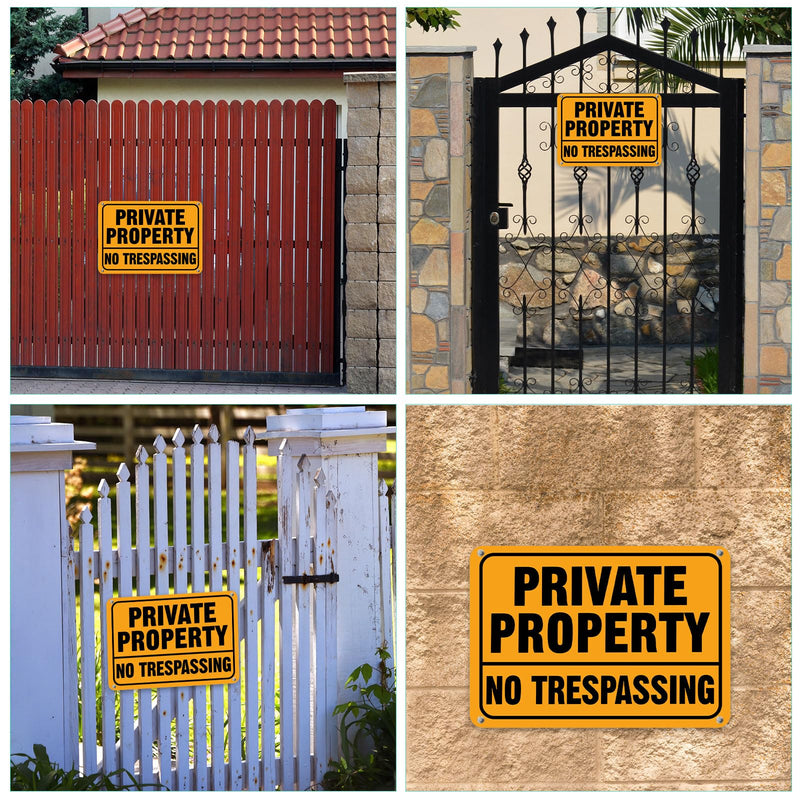 LEIFIDE 12Pcs No Trespassing Private Property Signs 7 x 10 Inch Metal Reflective Aluminum No Trespassing Sign Weatherproof Warning for Property Security(Safety Orange,Yellow, Black) Safety Orange Yellow, Black