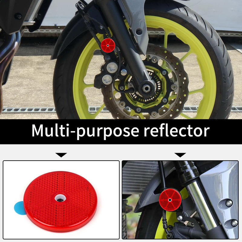 10Pcs Safety Reflectors Red Round, High Visibility Safety Reflective Strong Stick-On for Mailboxes, Driveways, Tunnels, Posts, Cars, Trailers Adhesive Type - Red
