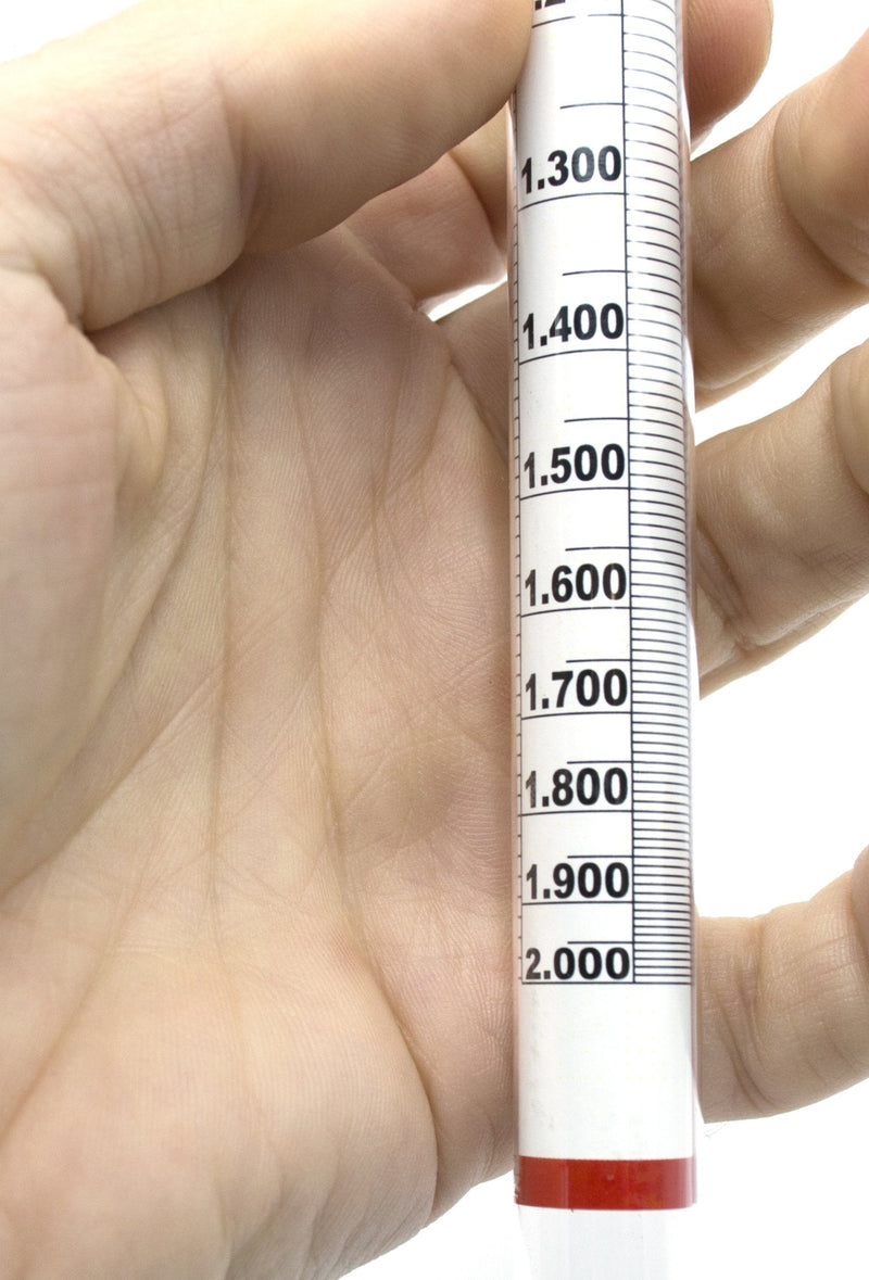 EISCO Universal Laboratory Hydrometer in Hard Plastic Case- Measure Specific Gravity Range 0.700 to 2.000-0.01 Graduations - Dual Scale for Light and Heavy Liquids