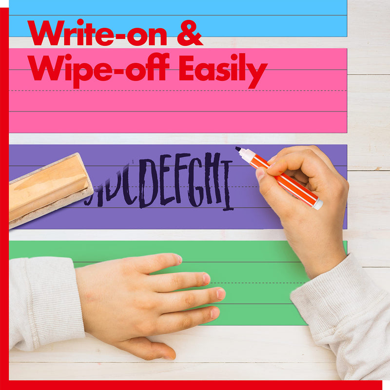 [Australia - AusPower] - 10 Pack Magnetic Sentence Strips, 5 Colors Ruled Writing Strip Dry Erase Sentence Learning Strip for School, Office, Classroom Supplies (Yellow/Pink/Blue/Green/Purple, 17 x 3) Color 