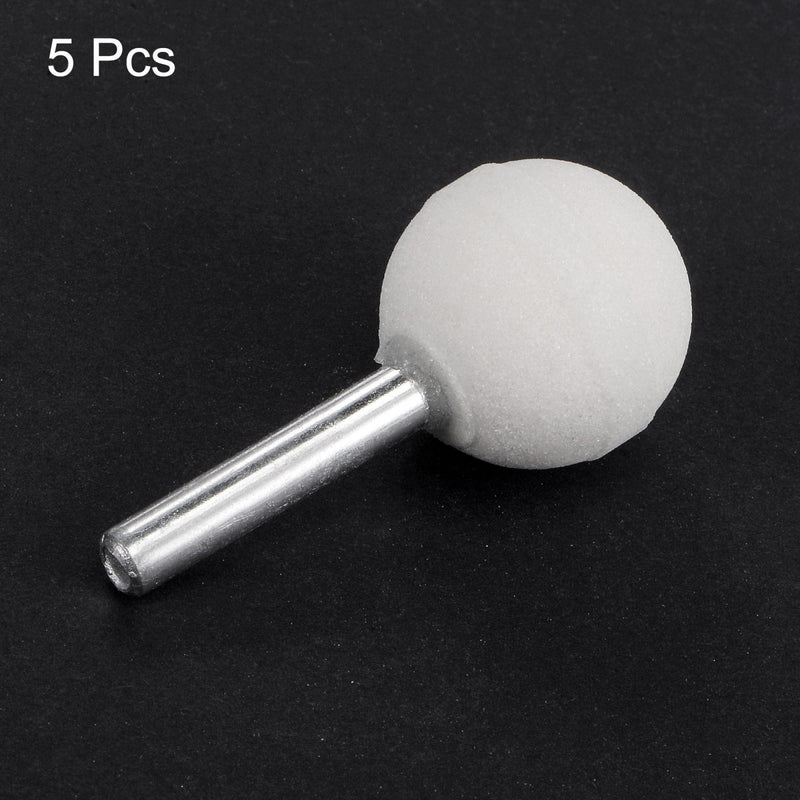 [Australia - AusPower] - uxcell Ball Abrasive Mounted Stone Polishing Bits 1/4" Shank 0.98" Diameter White Corundum Grinding Wheel Rotary Tool for Deburring Buffing 5pcs 25mm 