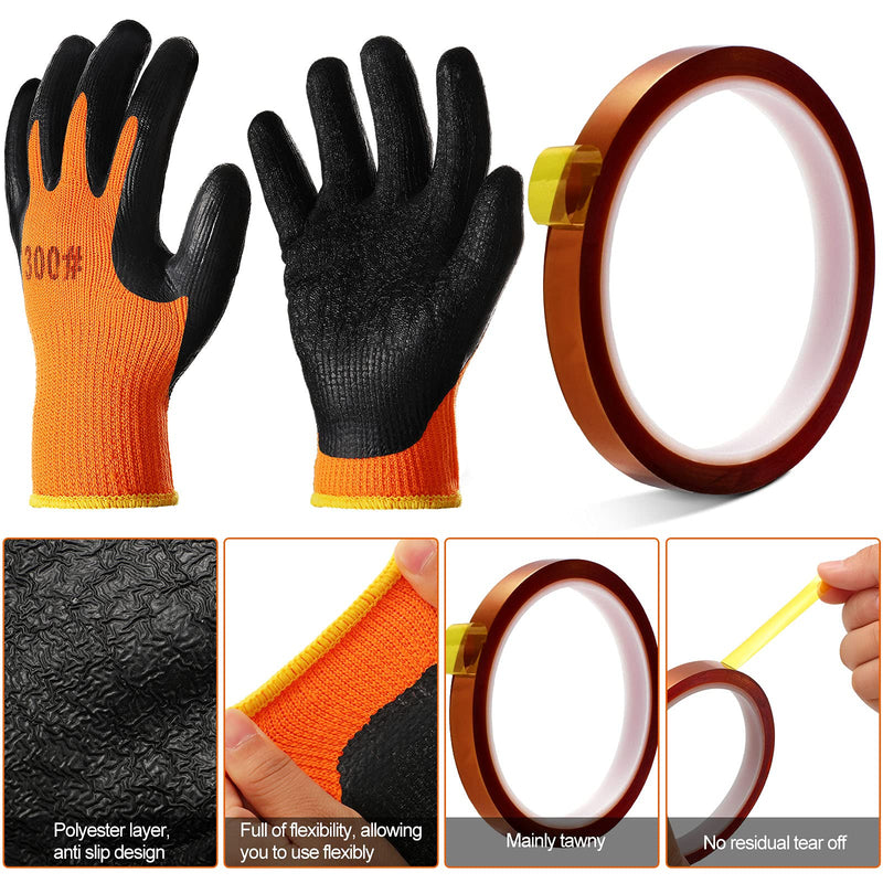 Honeydak 2 Pairs Heat Resistant Gloves Heat Transfer Gloves for Sublimation with 2 Rolls High Temperature Thermal Tape