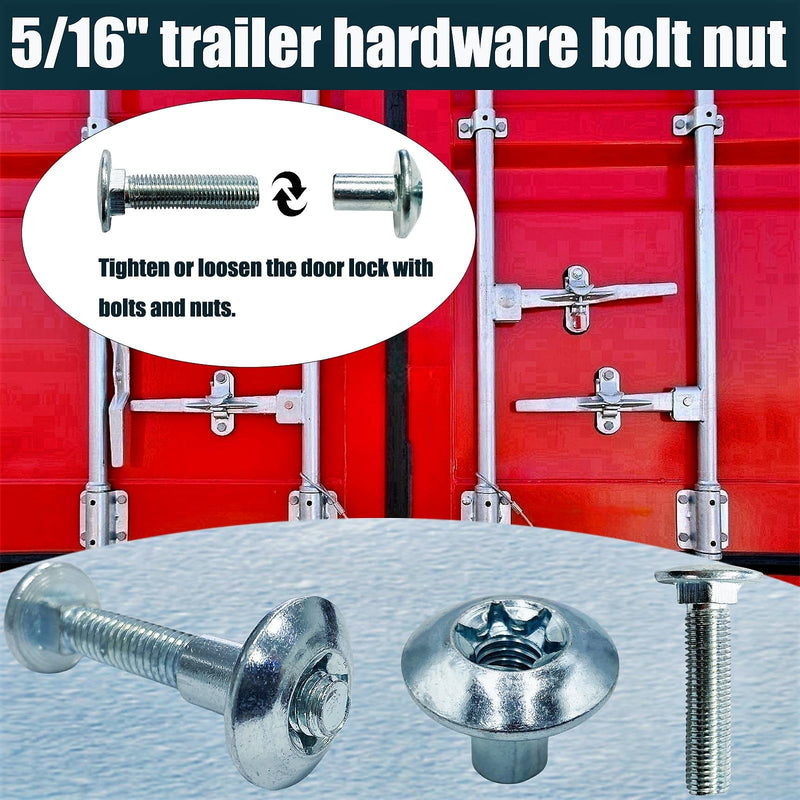 [Australia - AusPower] - Cargo Trailer Door hasp Bar Lock Handle Keeper Padlock Race Enclosed car Hauler 5/16" Thread Torx Truss Dome Head Nut w/ 5/16" x 2" Carriage Bolts 