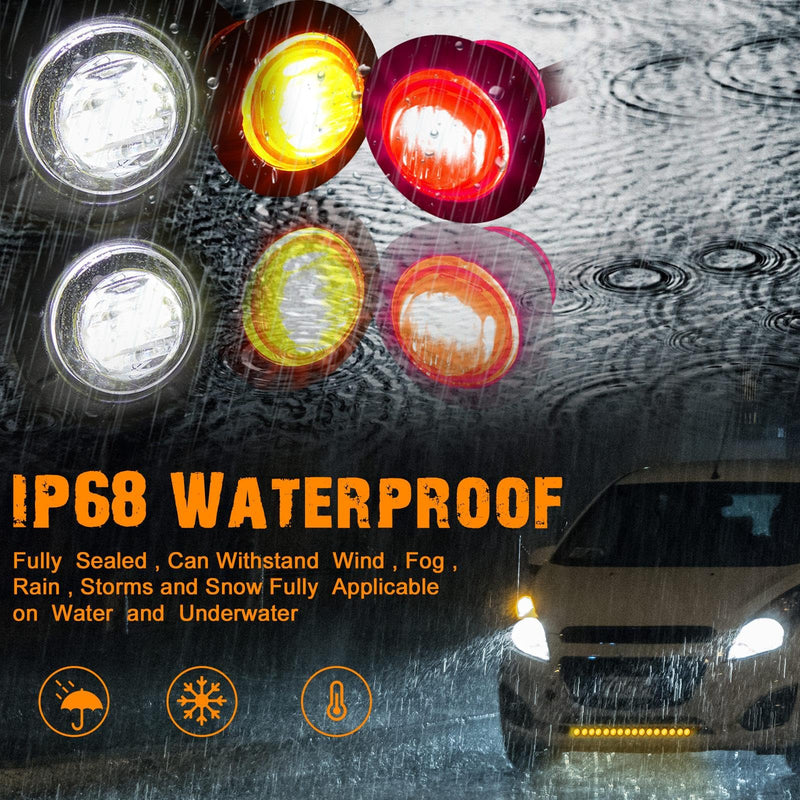 [Australia - AusPower] - Tuanse 60 Pack Trailer Lights Bulk 3/4 Inch LED Marker Side Button Indicator Chicken Lights Front Rear Turn Signal Round Lamp Waterproof for Truck, Boat, RV, Van, Pickup, ATV 12V DC, Amber Red White 