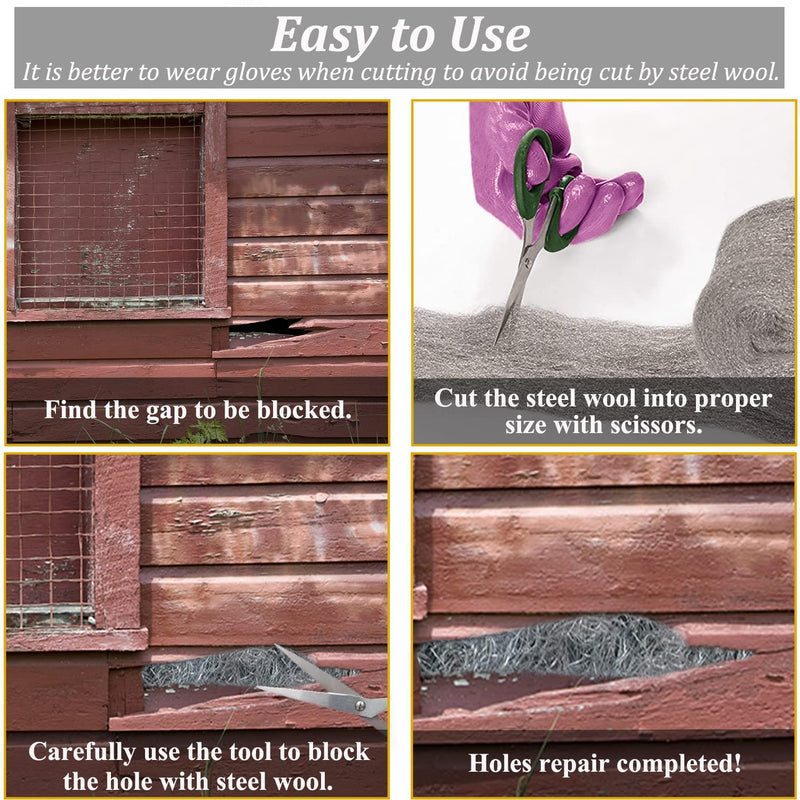 [Australia - AusPower] - 2Pack Steel Wool Pads for Mice Control, Fill Fabric DIY Kit, Coarse Wire Mesh Roll Hole Filler for Mouse, Hardware Cloth Gap Blocker for Holes/Wall Cracks/Pipeline/Siding/Vents in Garden House (13FT) 2-Pack 