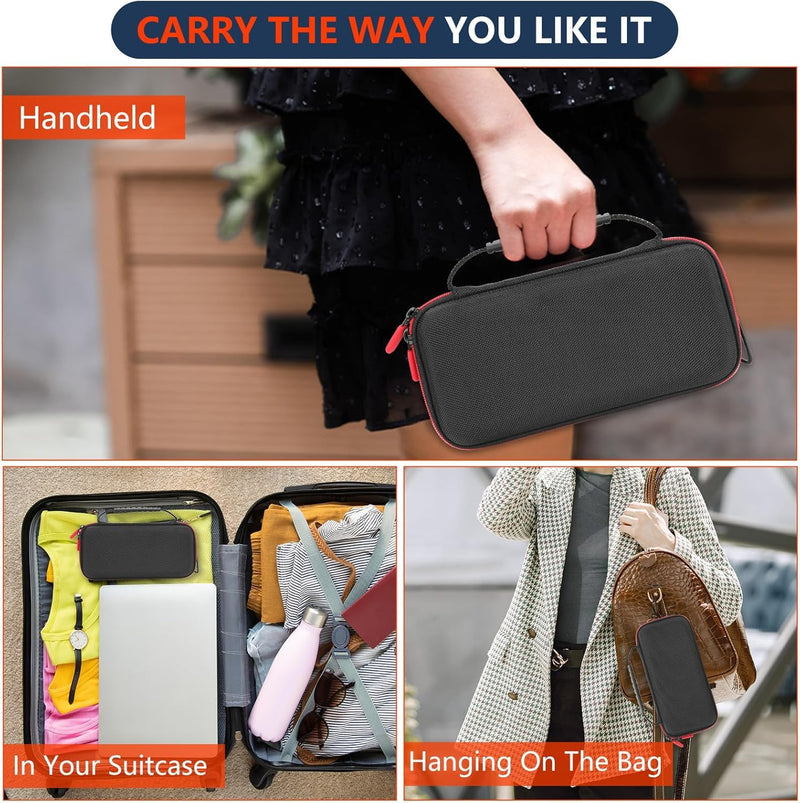 [Australia - AusPower] - Asthma Inhaler Case,Portable Nebulizer Case,Travel-Ready Organizer with Mesh Pocket,Double Zippers,Silicone Handle,Nebulizer Case for Kids and Adults,Stylish Black,Case Only 