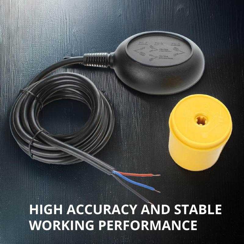 [Australia - AusPower] - Water Level Meter Sensor - Float Switch for Sump Pump - Dual Function (Fill or Empty) Operation - NO/NC Control Function, 9.8 Feet Cord Length, 250V and 10A Max Current - XK-15-5 Model 