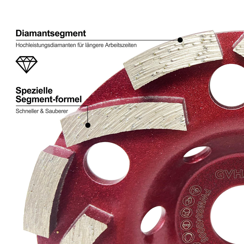 [Australia - AusPower] - GVHAKG Diamond Cup Wheel 125 mm x 22.23 mm, Cup Grinder for Concrete, Stone, Natural Stone, Tile Adhesive, Granite, Masonry, Extra Speed Diamond Grinding Wheel bias tooth 