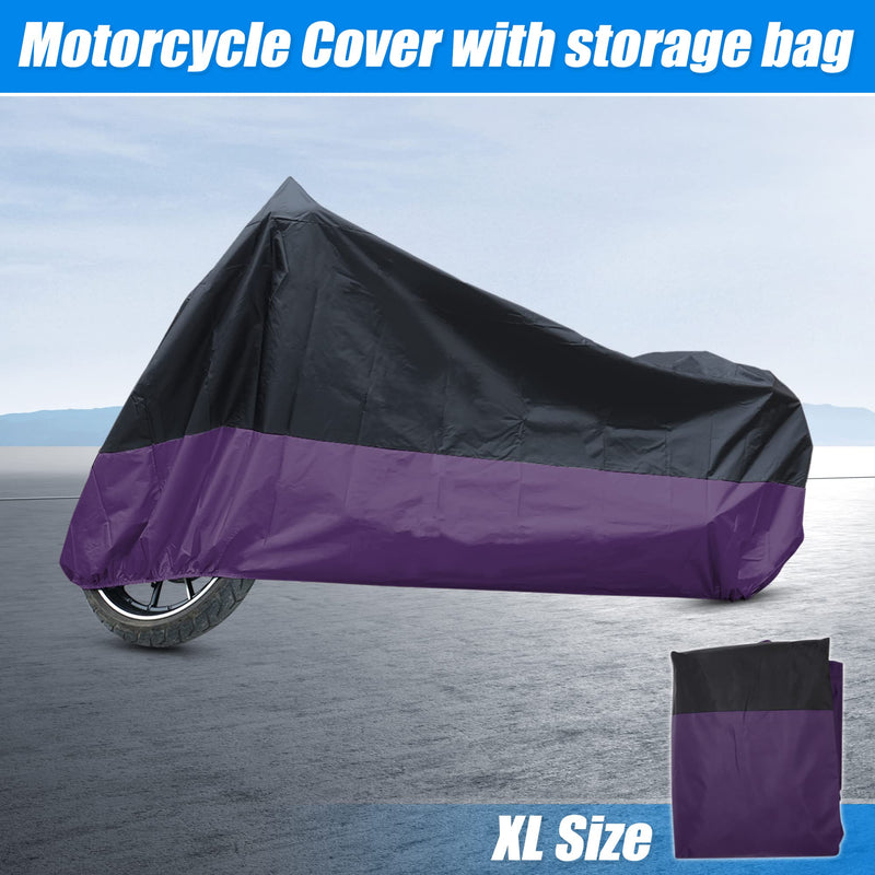 uxcell Motorcycle Cover Bike All Season Waterproof Dustproof Protective Outdoor Motorbike Rain Cover 190T XL Black Purple for Harley Davidson Sportster 883 1200 Dyna Touring