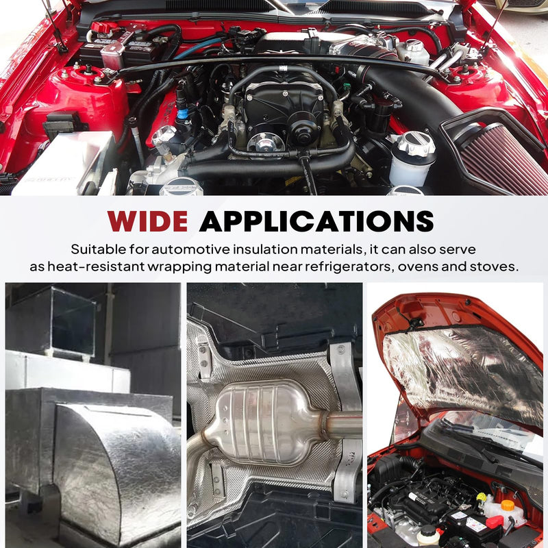 Heat Shield Aluminum Foil Faced Mat 2300℉ Ceramic Fiber Barrier Insulation Thermal Shield Material Sheet Protection from High Temperature (Self-Adhesive, 78mil-20" x 24") 78mil-20" x 24" Self-Adhesive