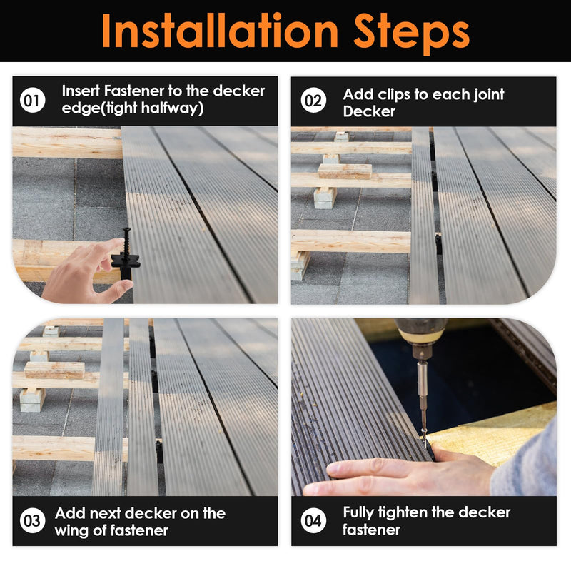 [Australia - AusPower] - 100 Pack Hidden Deck Fasteners Composite Deck Fasteners Pre-Assembled with Torx Head Screws in Storage Box 