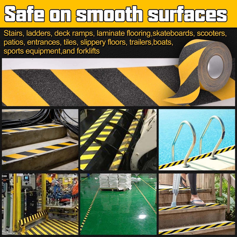 SPEEDWOX Anti Slip Tape for Stairs 4-inch x 60Ft Safety Non Skid Roll 80grit Friction Grip Abrasive Waterproof Grip Tape Skateboard Grip Tape Safety Non Skid Tread Staircases Anti-Slip Traction Tape