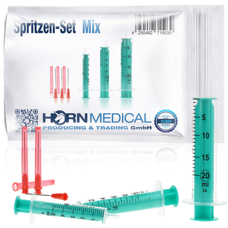 [Australia - AusPower] - Horn Medical Syringes Set for Hobby & DIY, with Blunt Needles, Set of 3 (5ml, 10ml, 20ml Syringe & 3x Cannula) 5ml, 10ml, 20ml Spritze & 3x Kanüle 