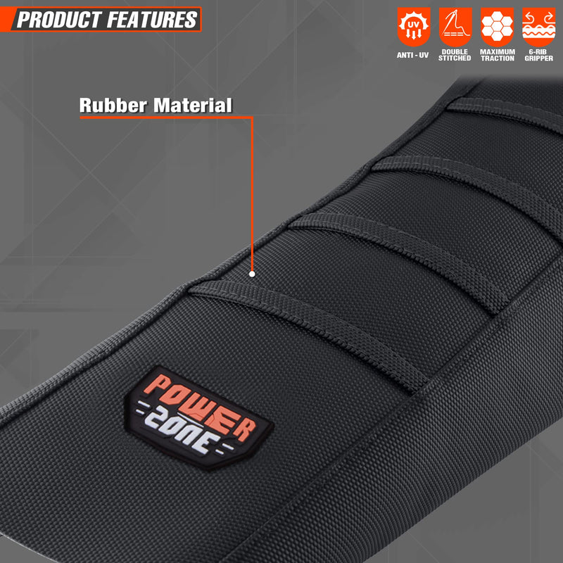 Universial Dirt Bike Seat Cover - Soft Ribbed Rubber Seat Covers for Motorcross Enduro (Black-2) White