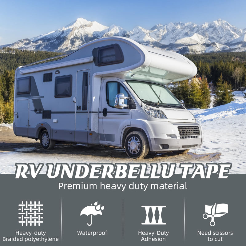 RV Underbelly Tape RV Underbelly Repair Material 8" x 26', Waterproof Flex Belly Tape with Permanent Sealing Adhesive for Mobile Home, Trailer, Camper(Black, 8 Inch x 26 Feet) 8'' x 26'