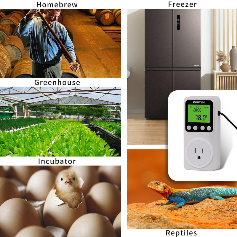 [Australia - AusPower] - Timer Thermostat, Day-Night Temperature Controller, Clock Function, ℃/℉ Plug-in Outlet Timer Thermostat with LCD Screen Backlight Function 110V 15A 