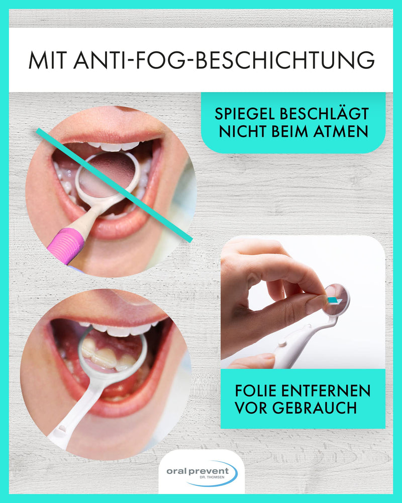 [Australia - AusPower] - ORAL-PREVENT DR. THOMSEN Mouth Mirror with LED Light - Dental Mirror for Better Dental Care - Anti-Fog Coating - Small 