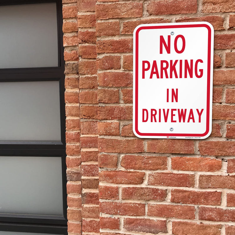 SmartSign "No Parking in Driveway" Sign | 12" x 18" 3M Engineer Grade Reflective Aluminum EG Reflective Aluminum