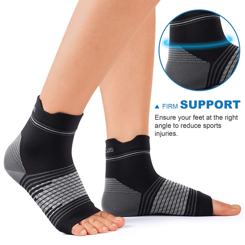 [Australia - AusPower] - Plantar Fasciitis Sock (6 Pairs) for Men and Women, Compression Foot Sleeves with Arch and Ankle Support (Black, Large) Black(6 Pairs) 
